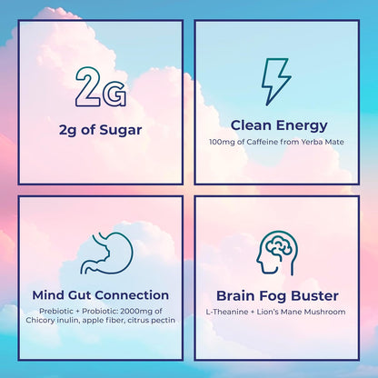 Yerba Mate Instant Tea Powder, 3-In-1 Super Drink - Clean Energy, Brain Fog Buster, and Gut Health Powered by Nootropics, Prebiotics and Probiotics | Yerba Magic Peach Mango 30 Servings