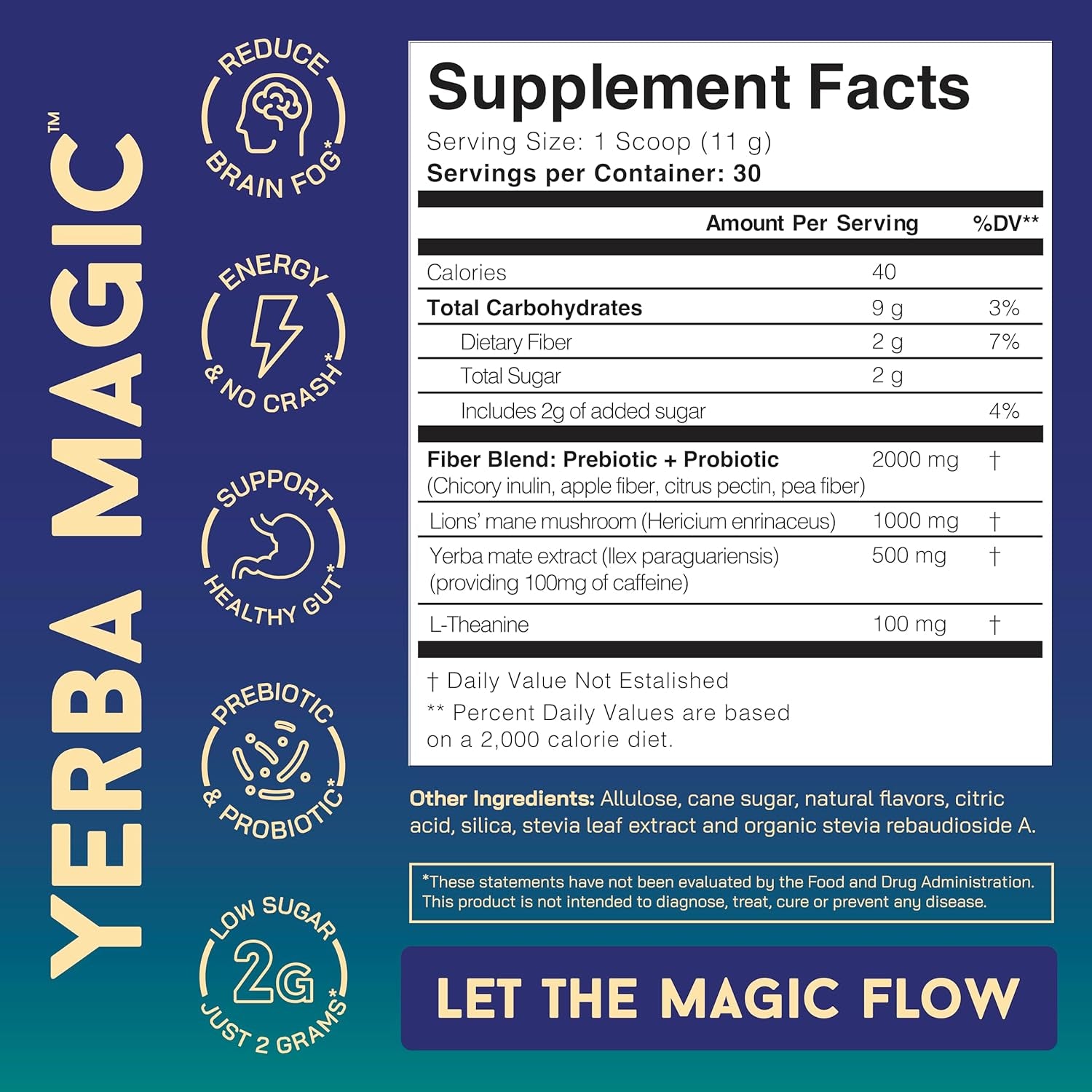 Yerba Mate Instant Tea Powder, 3-In-1 Super Drink - Clean Energy, Brain Fog Buster, and Gut Health Powered by Nootropics, Prebiotics and Probiotics | Yerba Magic Peach Mango 30 Servings